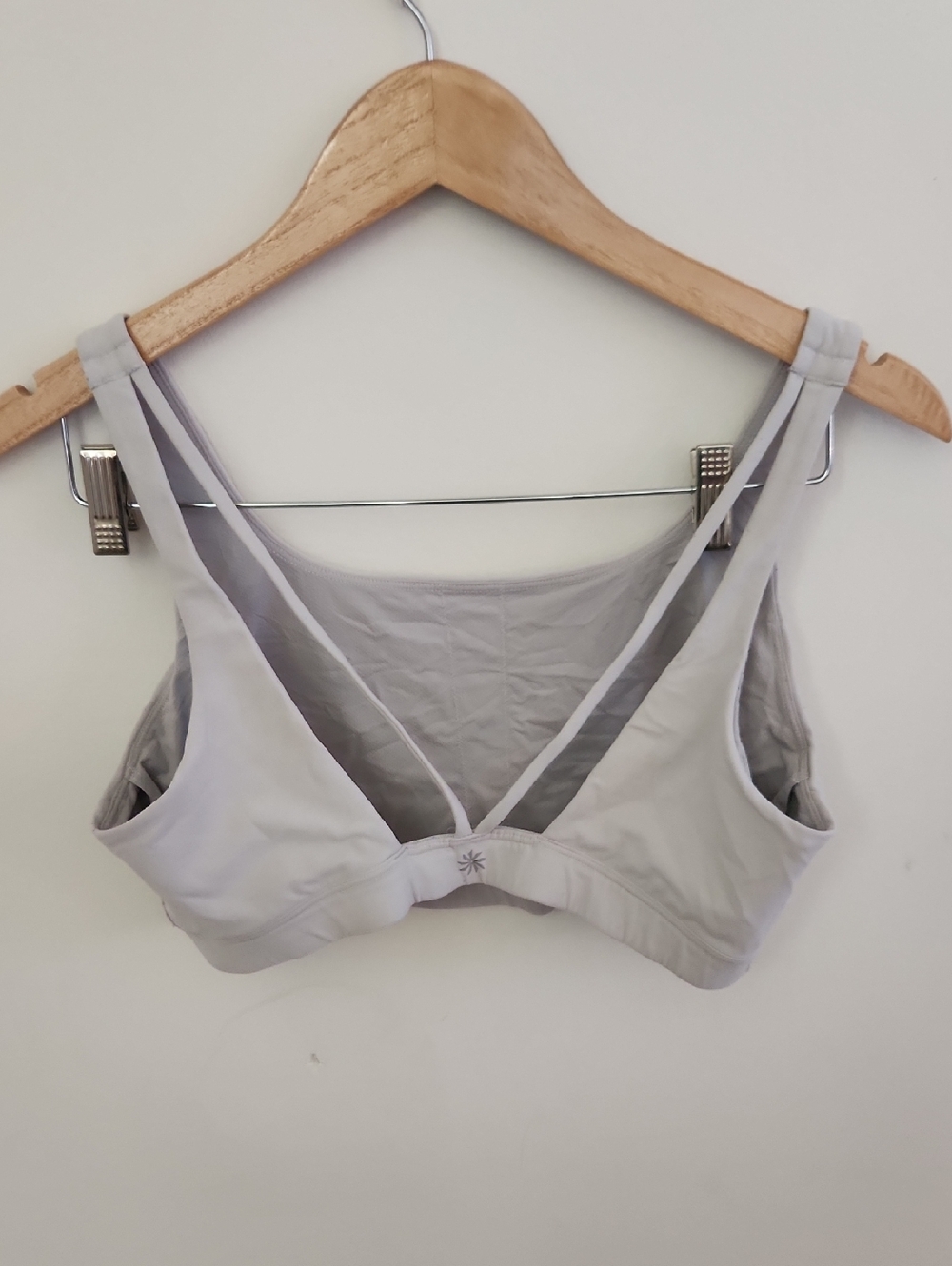Athleta Light Gray Wireless Sports Bra with Double-Strap Detail Large